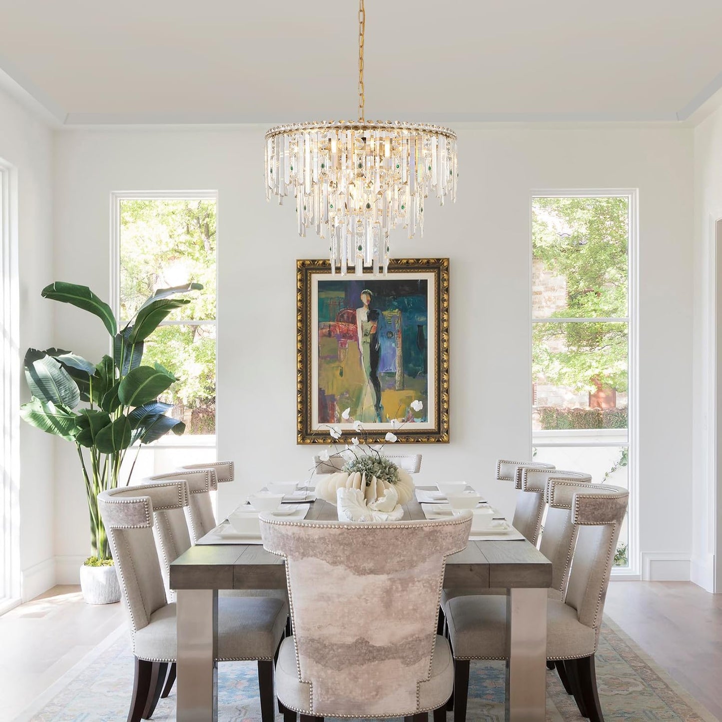 Candelabros cristal dorado 24pulg modernos 12 luces