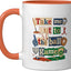Taza de cerámica retro de béisbol color naranja y blanco