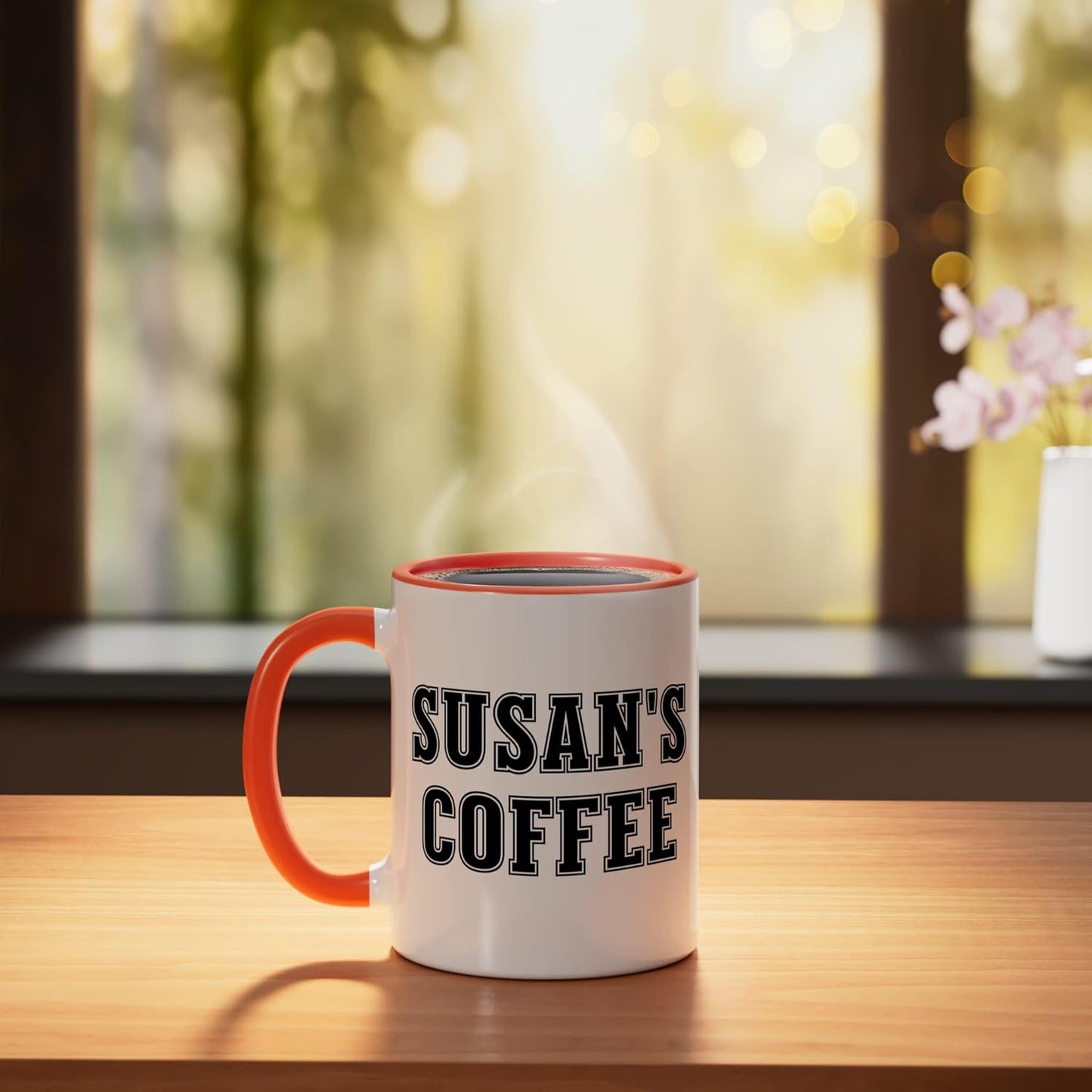 Taza Cerámica Personalizada con Nombre Naranja/Blanco