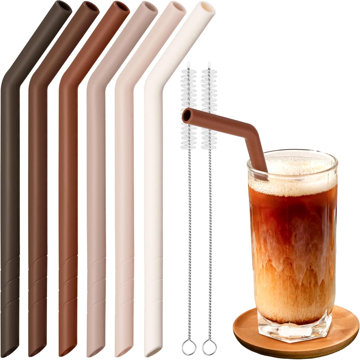 6 Pzas Pajitas Silicona Reutilizables Anchas Bebidas