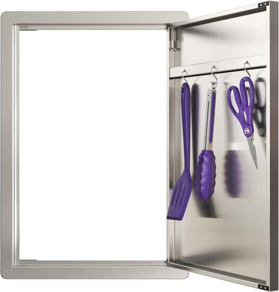 Puerta cocina exterior acero inox 17x24pulg con ventilación