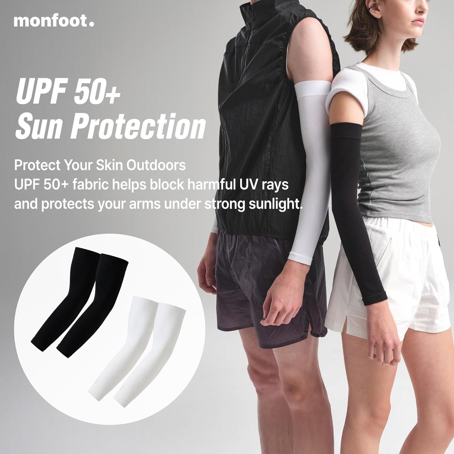 Mangas compresión UV para hombre mujer deporte sol pack 2