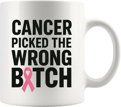 Taza cerámica 11oz blanco regalo motivacional para cáncer de mama
