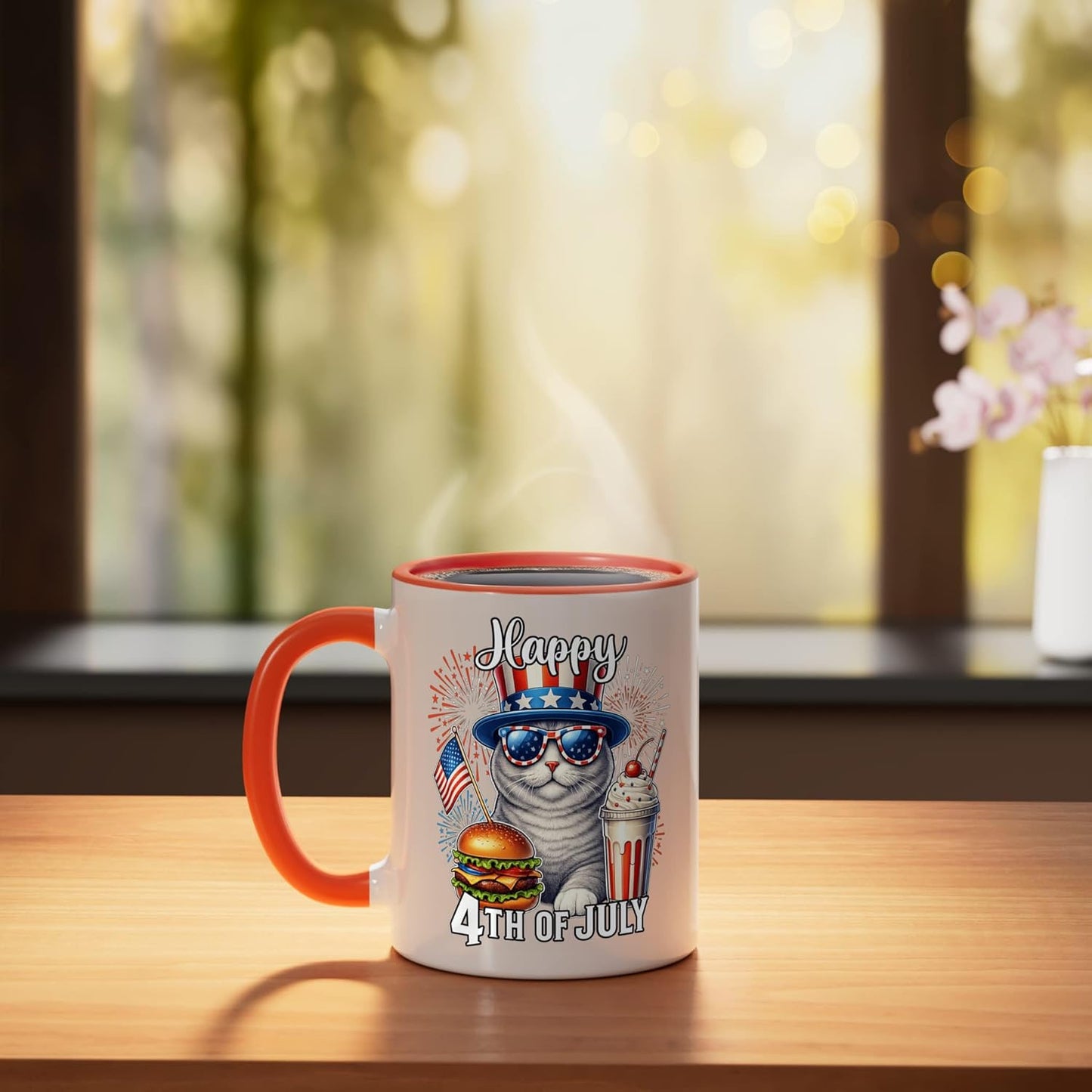 Taza Cerámica Gato Británico Rojo/Naranja