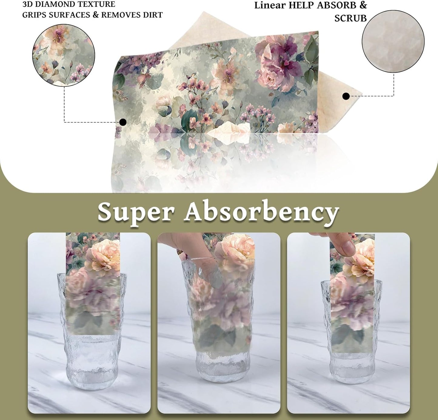 6 Pzas Paños Suecos Reutilizables Florales Vintage