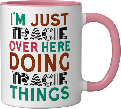 Taza cerámica Tracie cosas de Tracie rosa/blanco