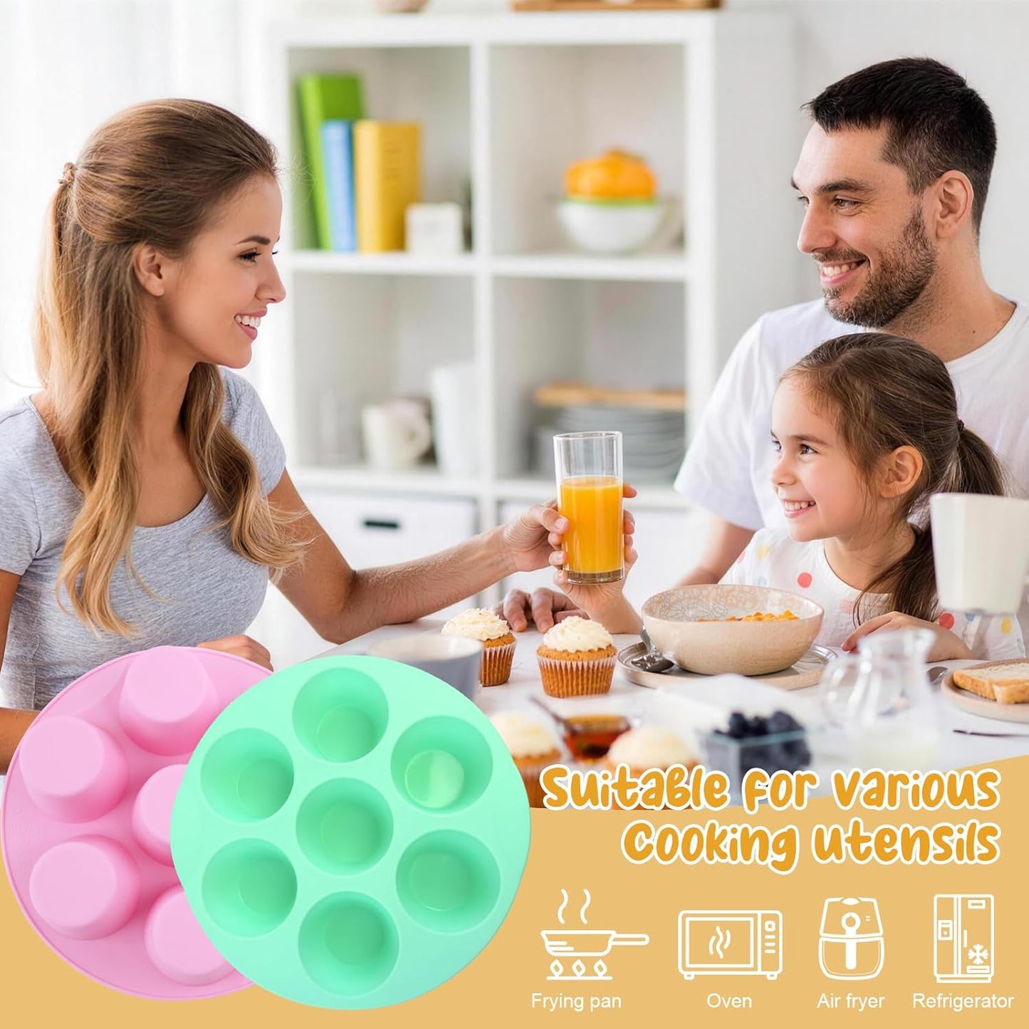 Moldes silicona para mordeduras huevo 7 tazas antiadherente