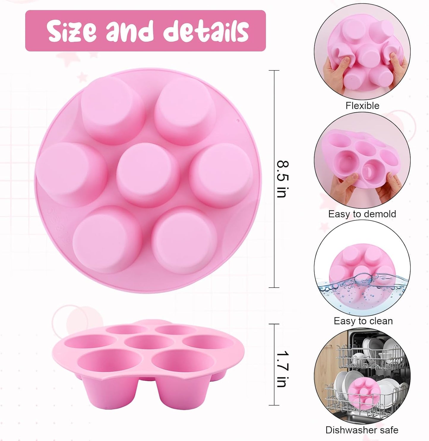 Moldes silicona para mordeduras huevo 7 tazas antiadherente