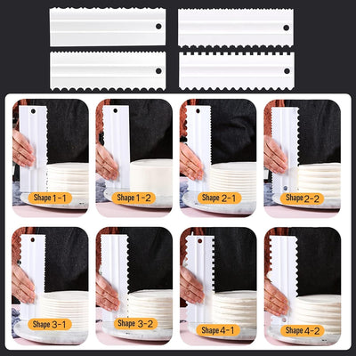 Set 4 raspadores para tartas plástico decorativo hornear glaseado