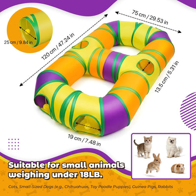 Túnel para gatos plegable con pompones y agujero interactivo