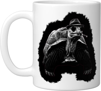 Taza de cerámica vintage gangster don Turtle Smoking Cigar