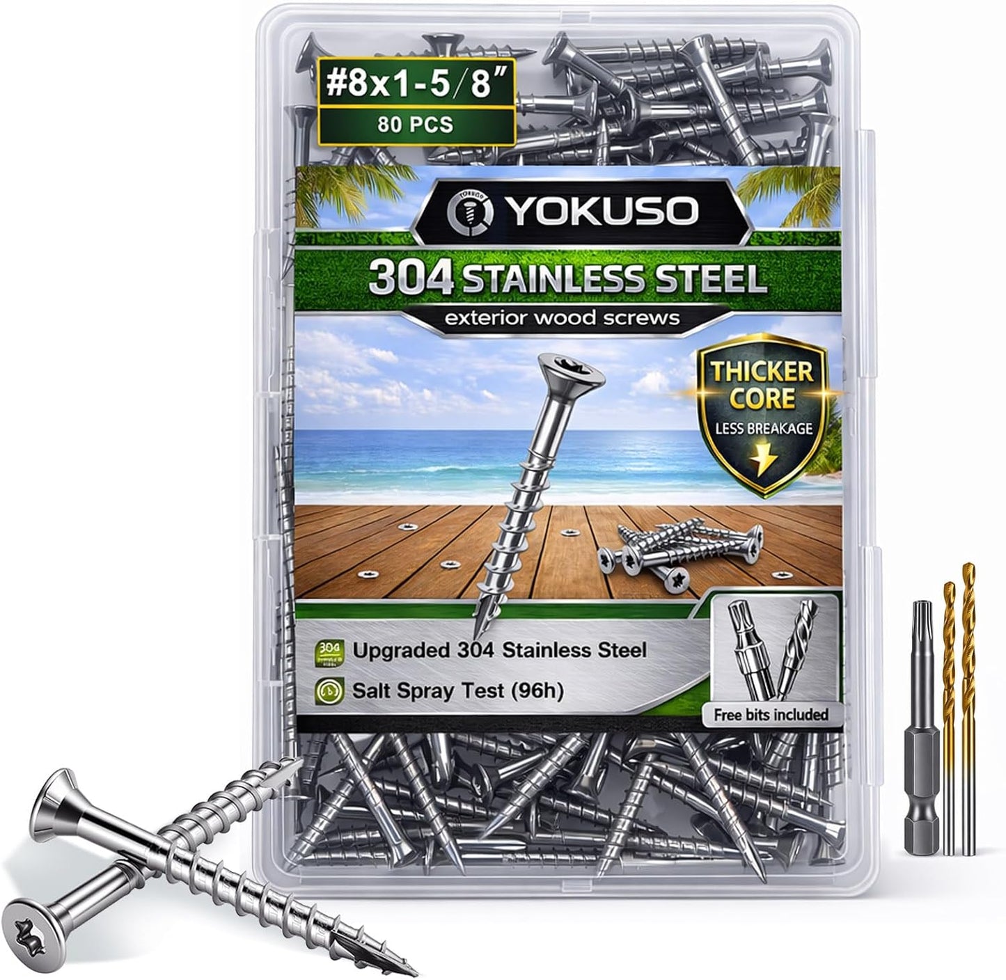 Tornillos acero inox 304 #8 1-5/8pulg Torx T20 resistentes exterior