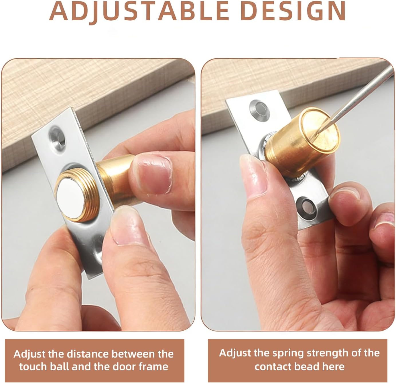 Accesorios magnéticos puerta armario acero inox plateado set 2