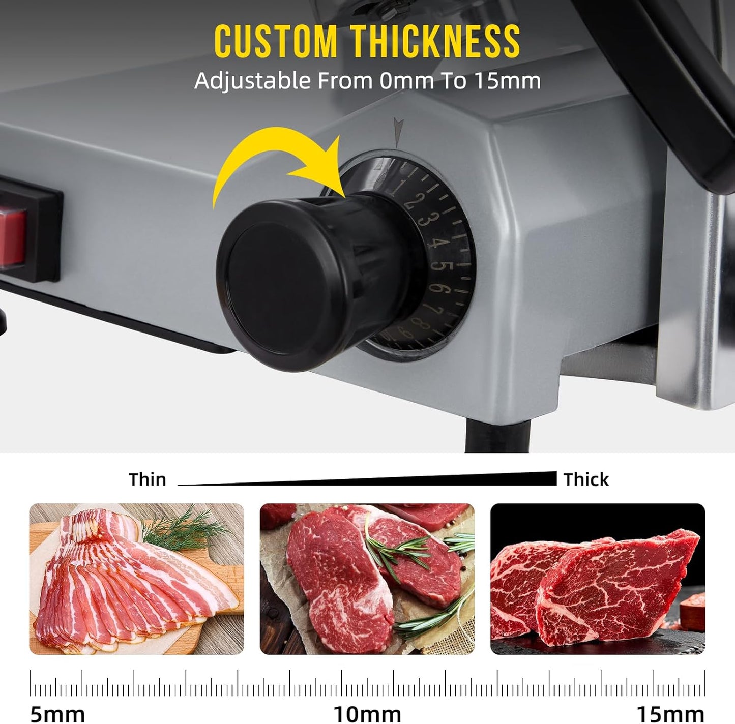 Cortador carne eléctrico acero inox 10pulg ajustable 240W