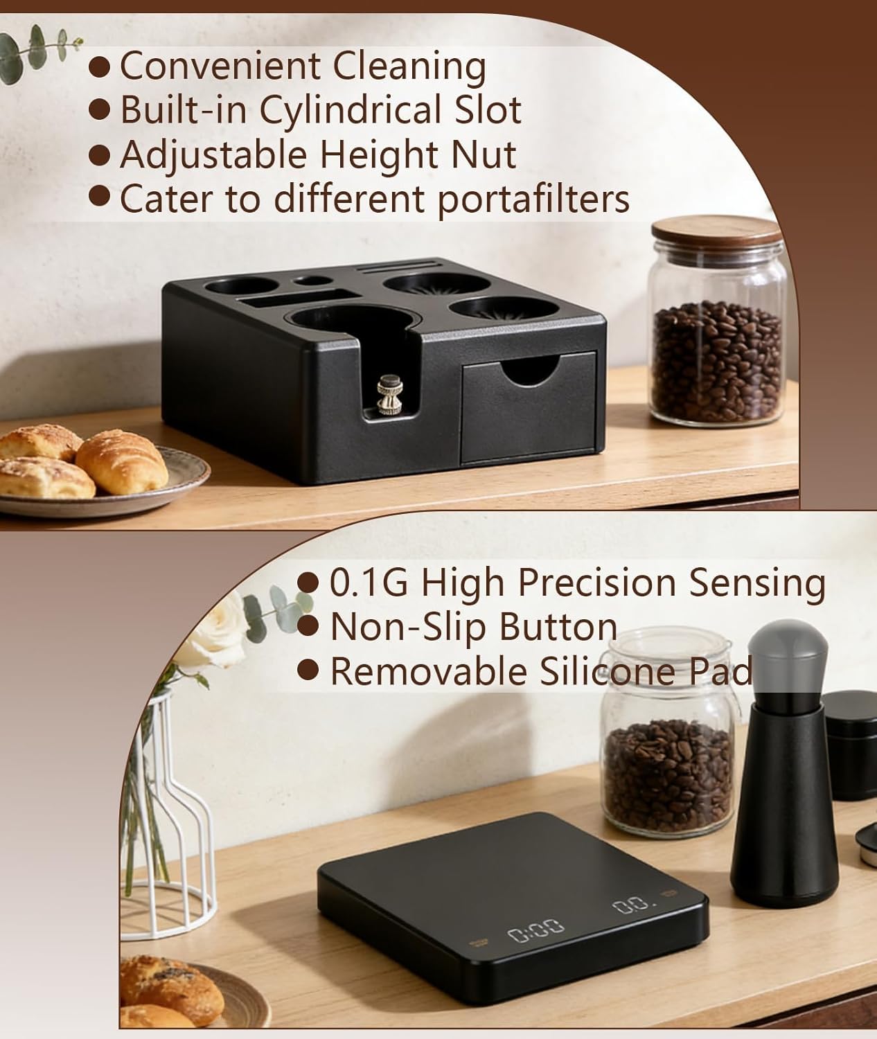 Kit 10 Accesorios Espresso 2.008pulg con Estación Apisonamiento