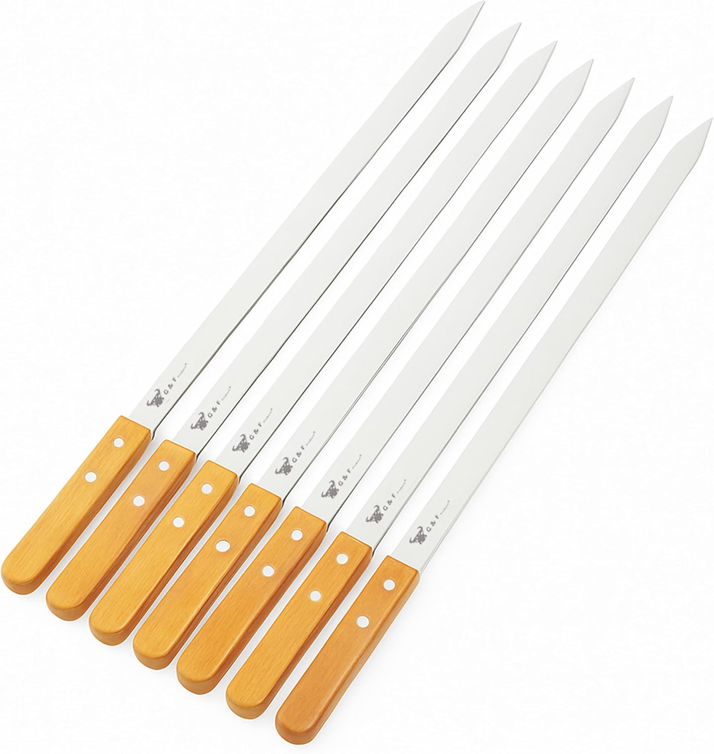 Brochetas acero inox asas madera set 8 pzas camuflaje