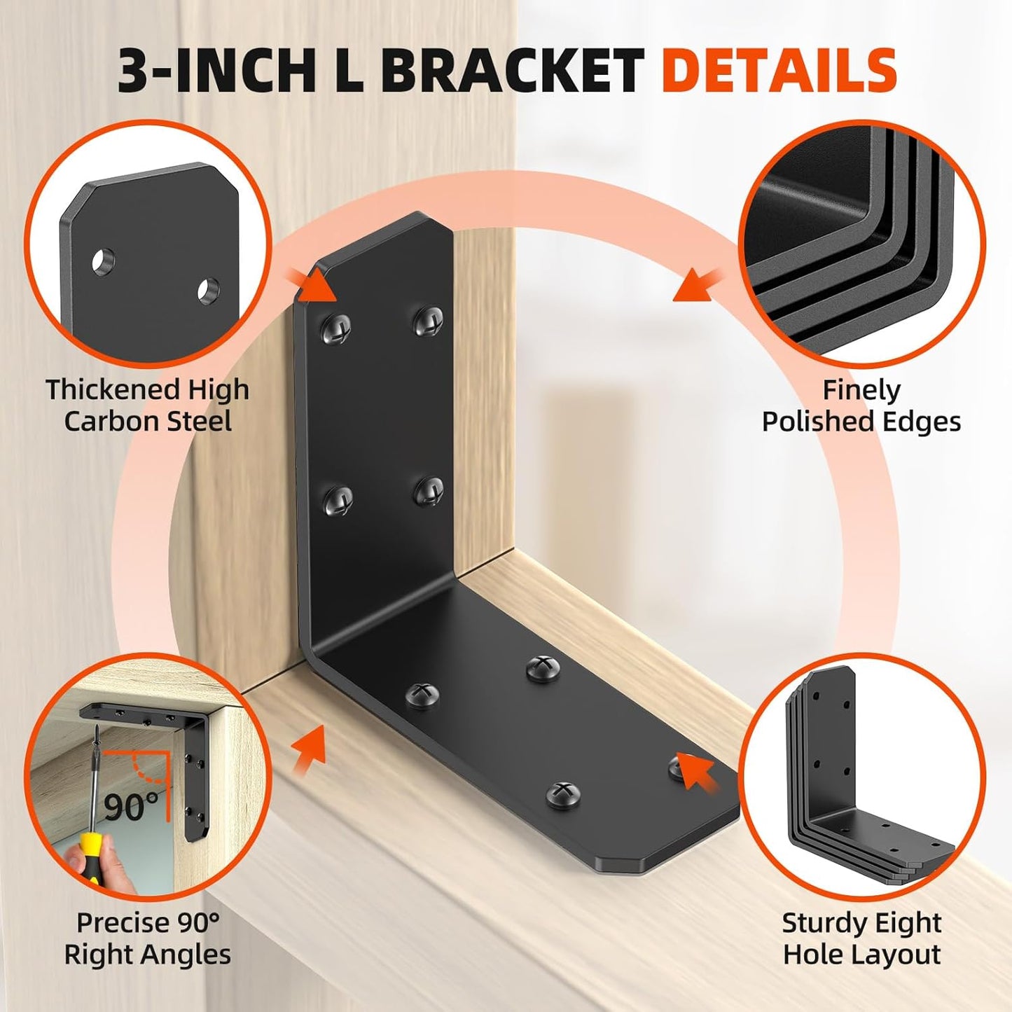 Soporte esquina acero galvanizado 3x3x1.2pulg para cama jardín