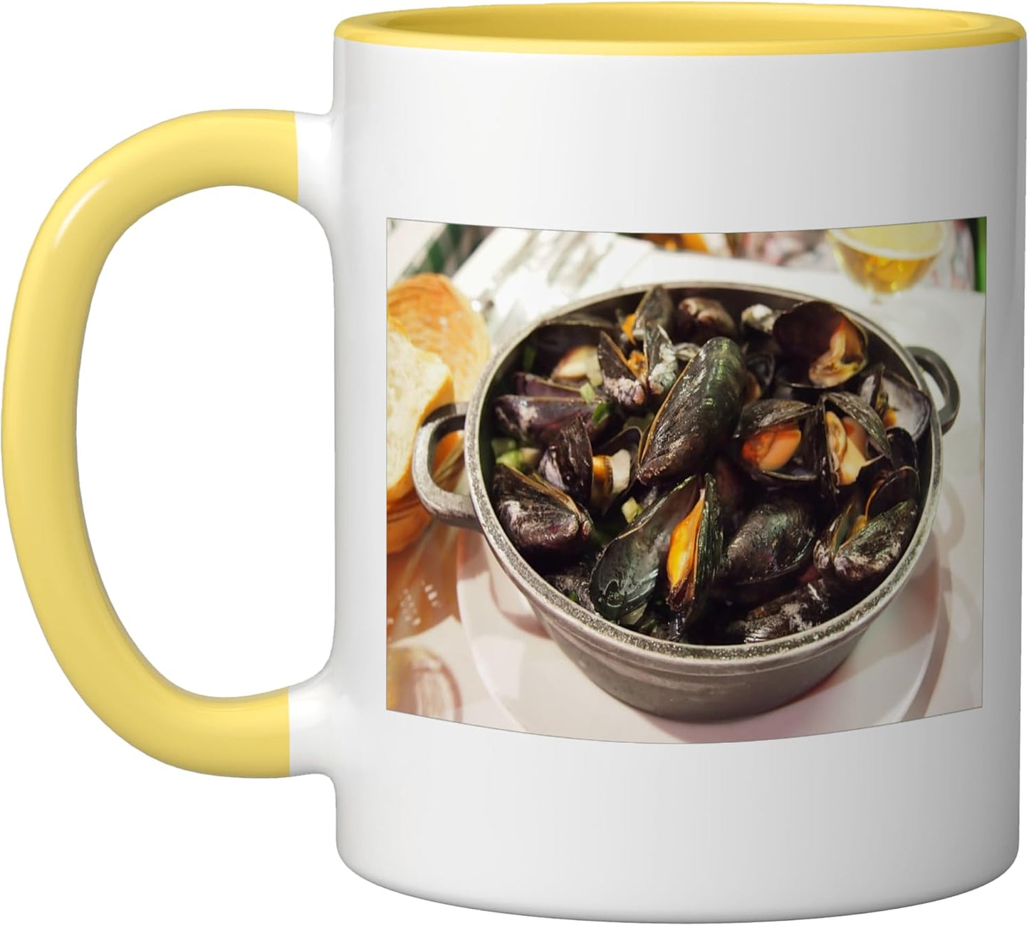 Taza Cerámica para Mariscos Amarillo Blanco