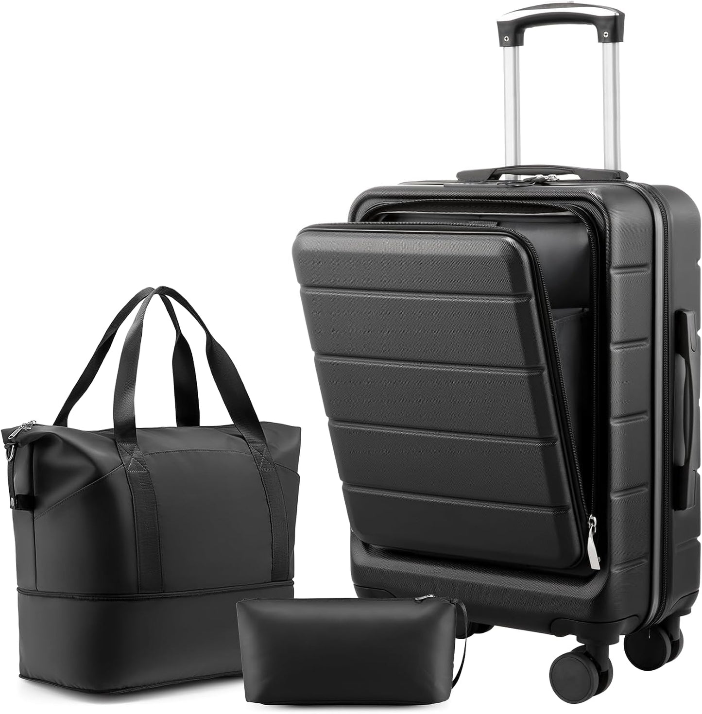 Maleta rígida 20pulg TSA bloqueo negro set 3 piezas