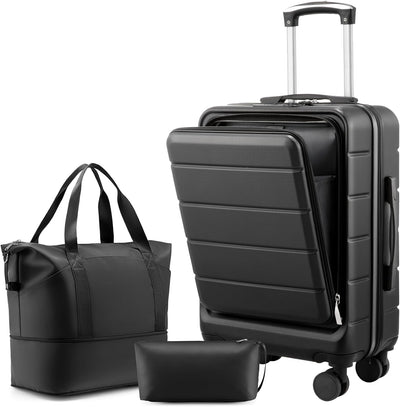 Maleta rígida 20pulg TSA bloqueo negro set 3 piezas