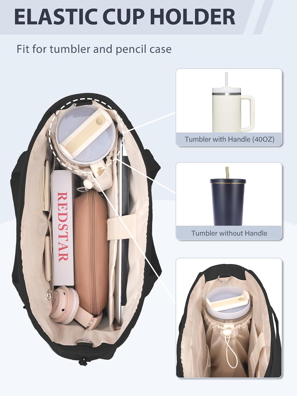 Bolsa mujer con compartimento laptop 15.6pulg y soporte taza 2pzas