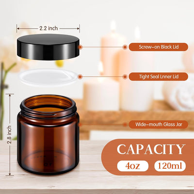 150 Frascos Vidrio 4oz Tapas Herméticos para Cosméticos Negro Ámbar