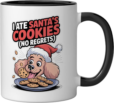 Taza cerámica para perro poodle navideño con galletas de santa