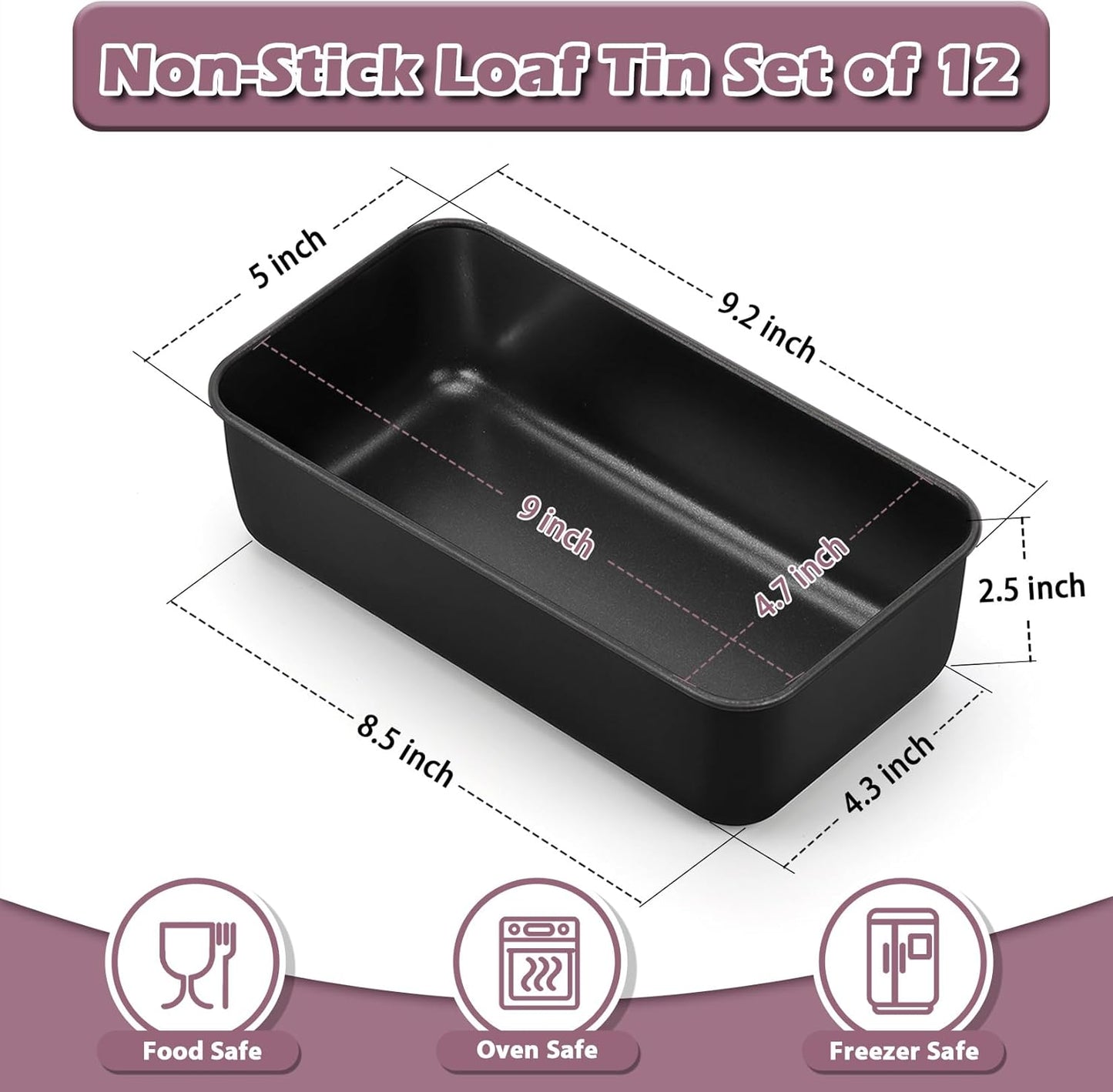 Juego moldes pan acero inox 9x5pulg negro