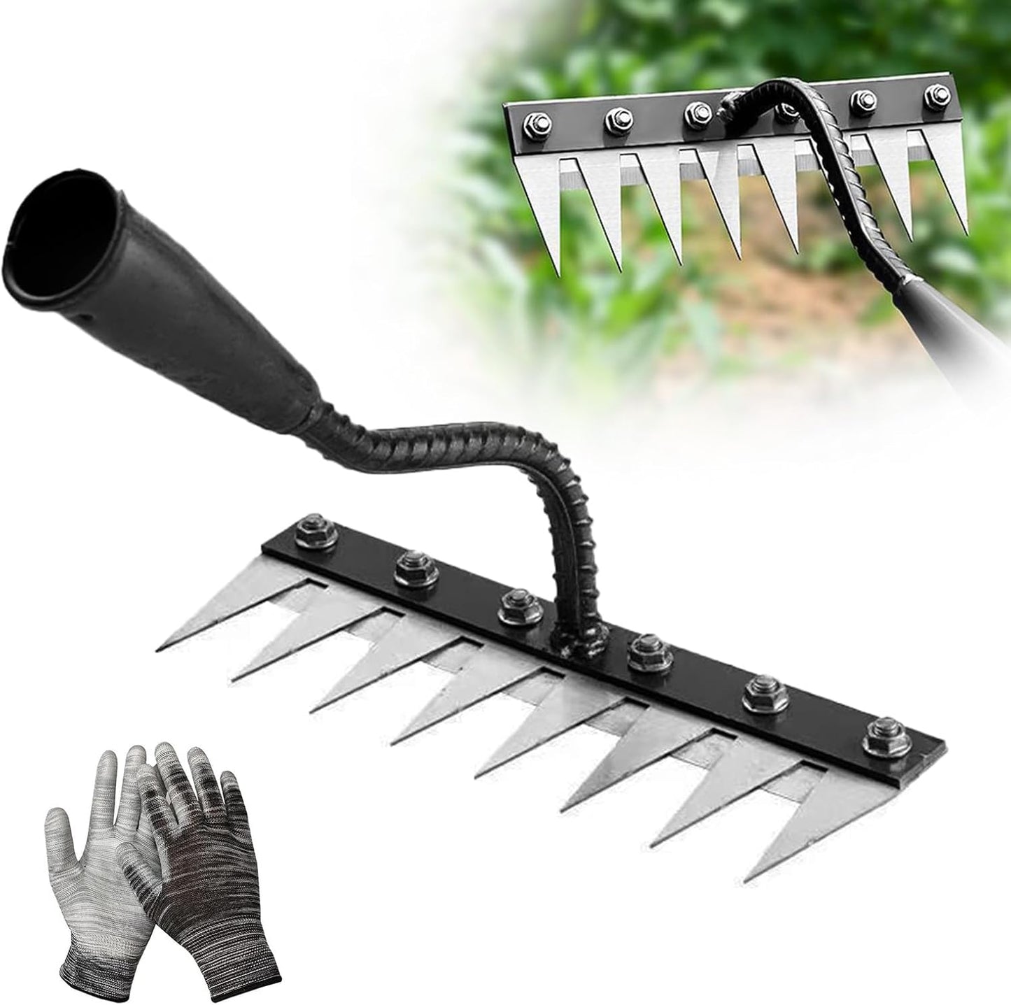 Rastrillo Hierro Extractor Malezas Jardinería 8 Dientes