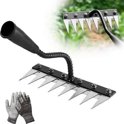 Rastrillo Hierro Extractor Malezas Jardinería 8 Dientes