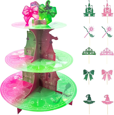 Soporte para magdalenas bruja con adornos torre 3 niveles fiesta Halloween