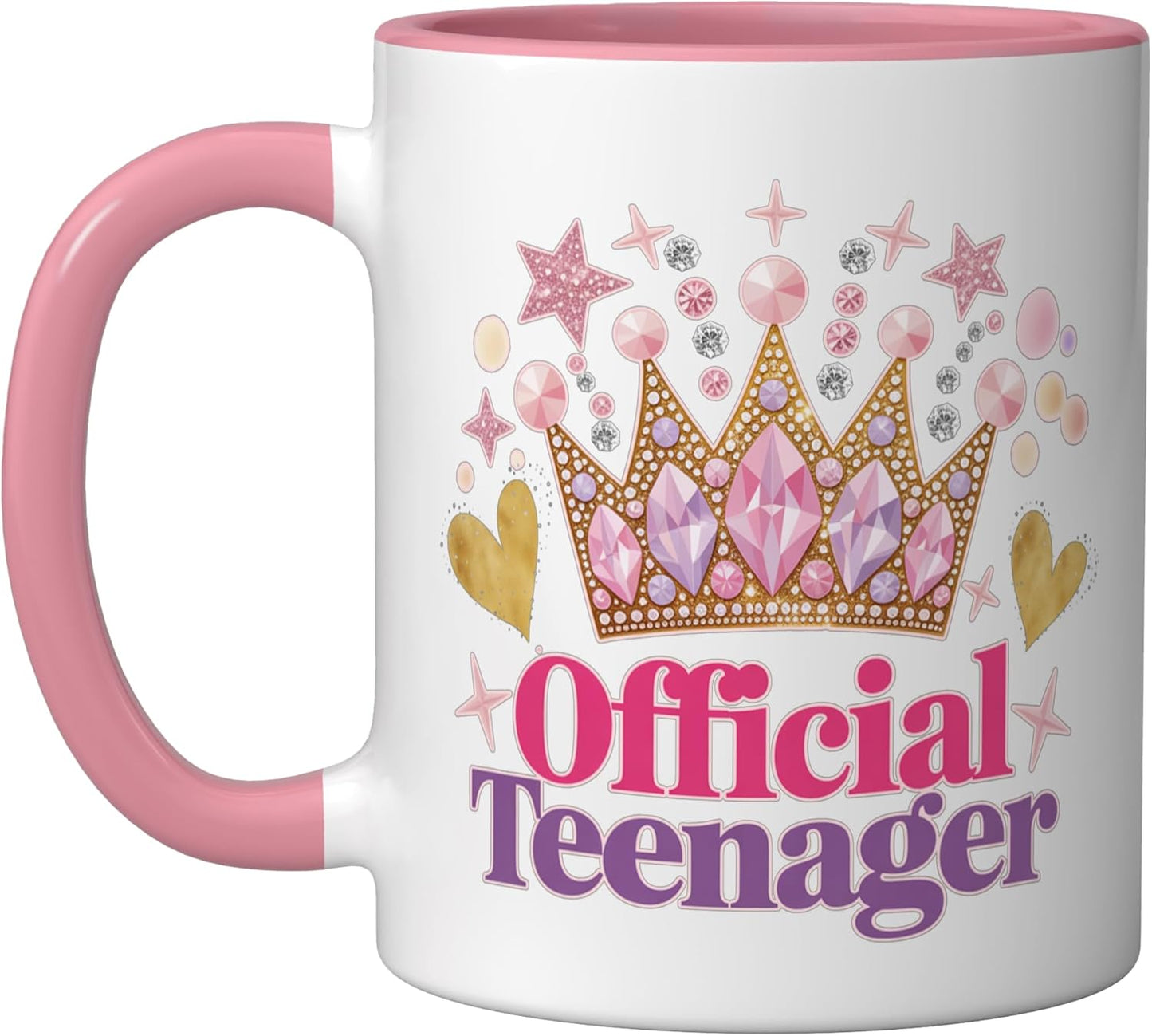 Taza cerámica princesa tema cumpleaños rosa/blanco