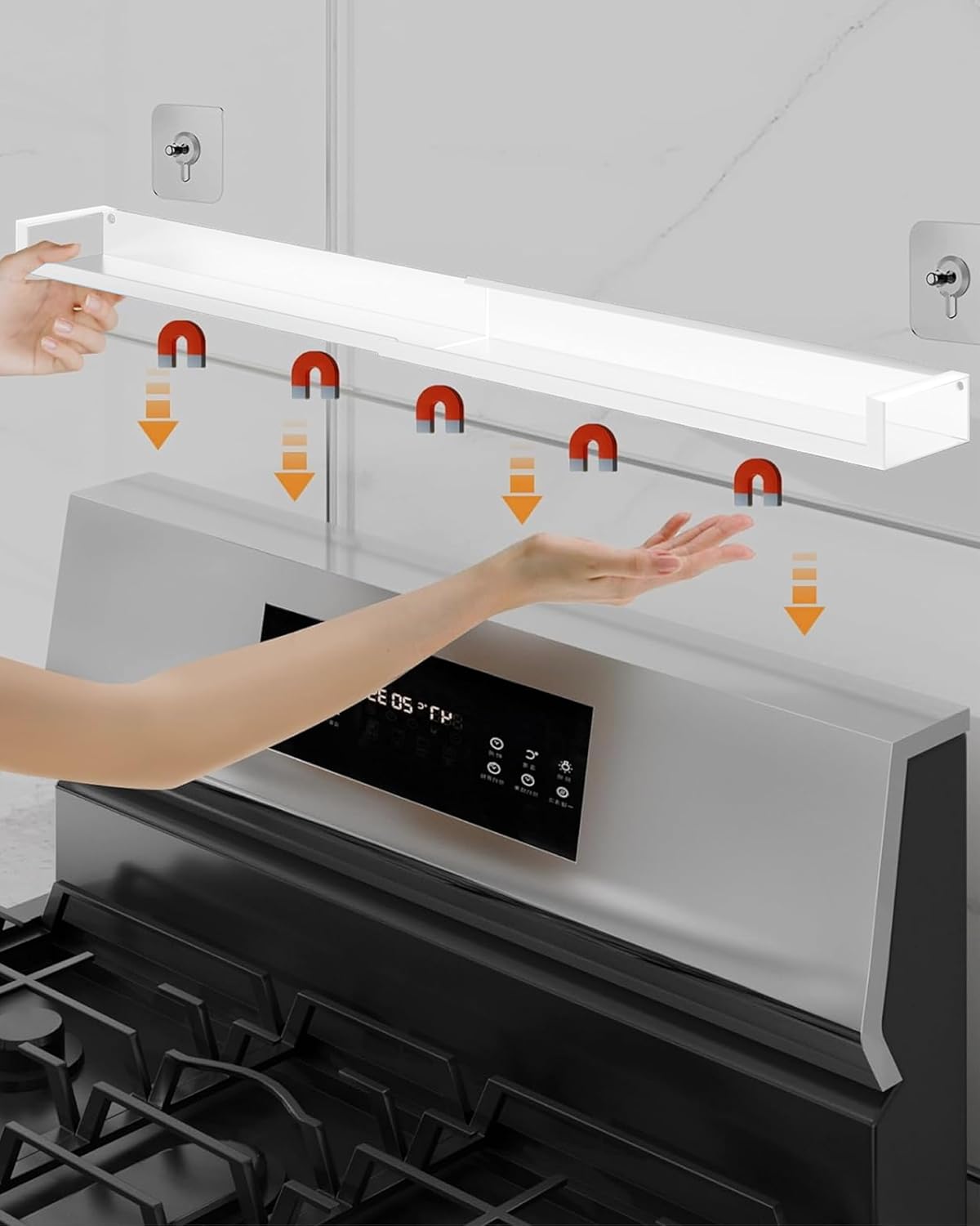 4 estantes magnéticos ajustables para estufa, sostiene especias y condimentos