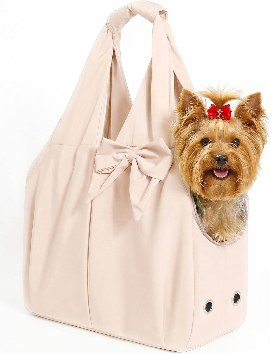 Bolsa transportadora para perros pequeños con 4 bolsillos rosa