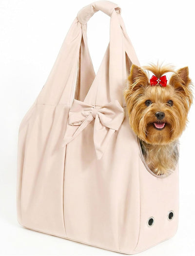 Bolsa transportadora para perros pequeños con 4 bolsillos rosa