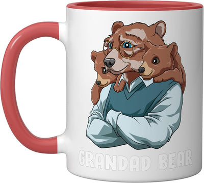 Taza de cerámica abuelo y nieto oso rojo/blanco