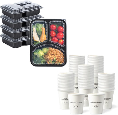40 Pzas Contenedores Alimentación 38oz y 300 Pzas Tazas Papel 12oz