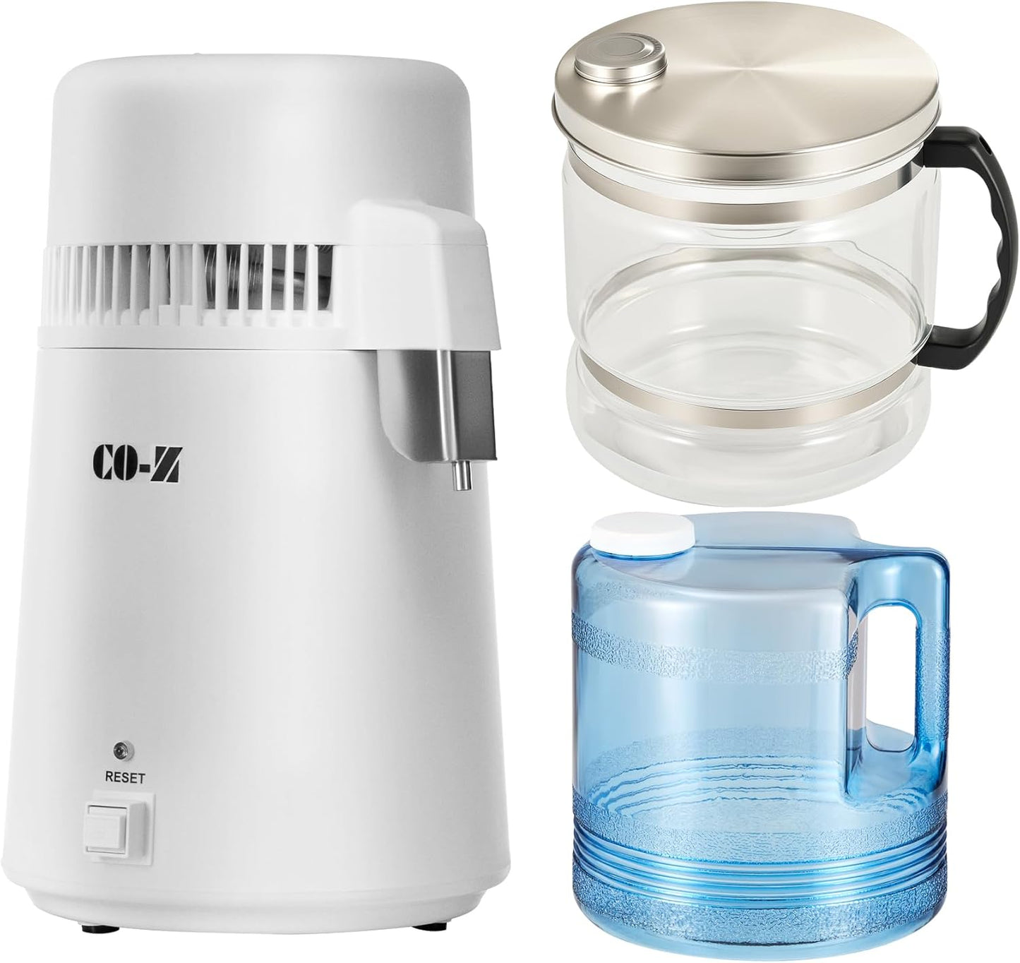 Destilador agua con jarra vidrio 4L y plástico 1.1gal
