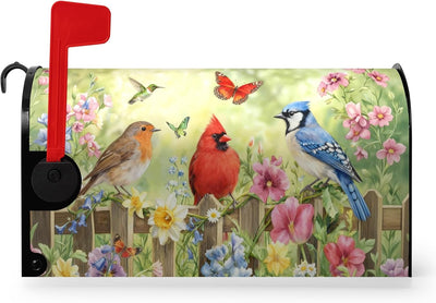 Fundas magnéticas para buzón pájaros 21x18pulg flores coloridas