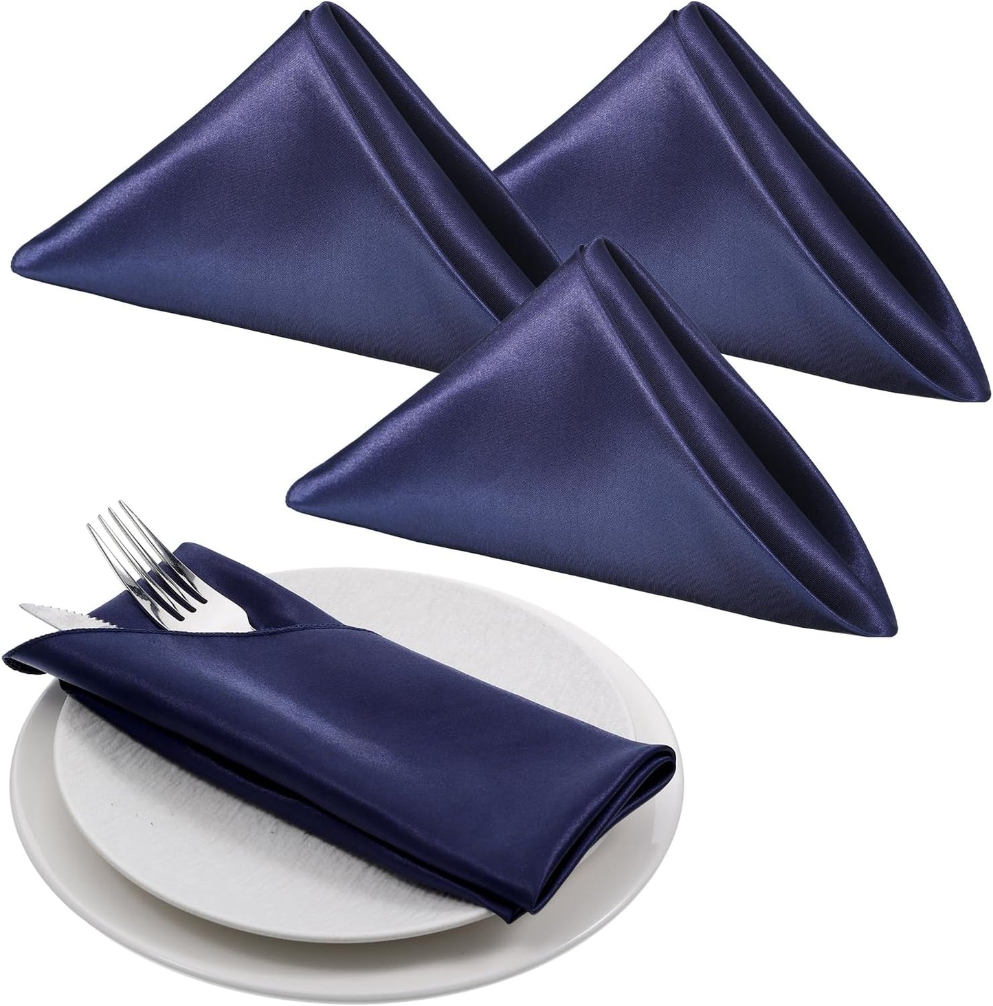 Servilletas poliéster reutilizables 17x17pulg paquete 4 azul marino