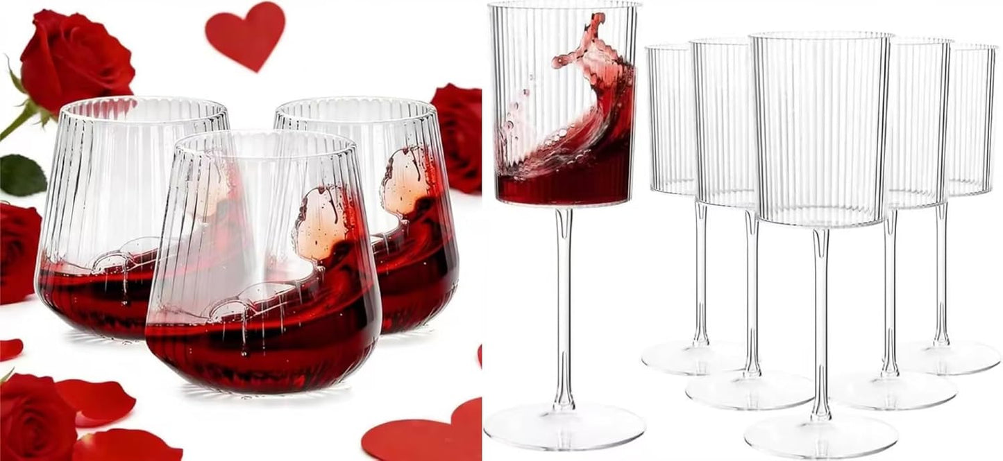 Paquete de 30 copas de vino acanaladas de plástico