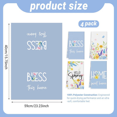 Set 4 Paños Florales Verano Decoración Pascua Baño 15.75x23.23pulg