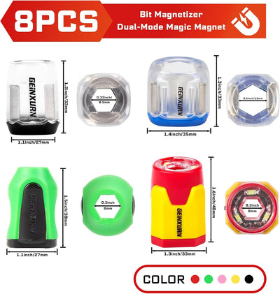 Set 8 Anillos Magnéticos Soporte Hex 1/4pulg