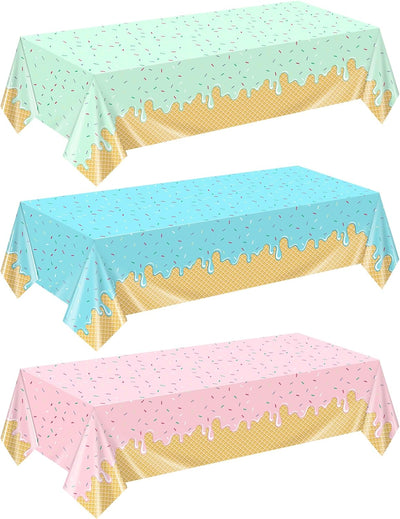 Decoración de fiesta de helado para niños con mantel rectangular desechable