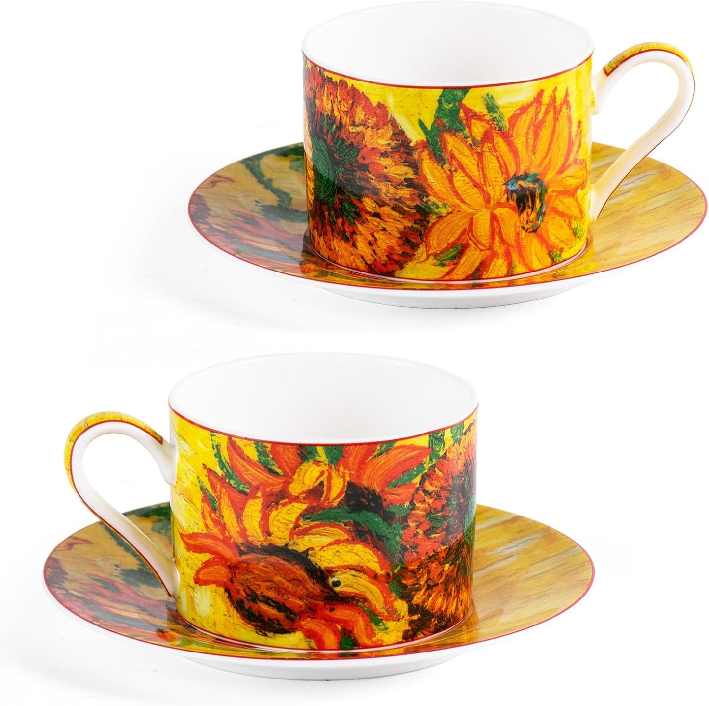 Set 2 Tazas Cerámica Expreso Apilables con Platillos