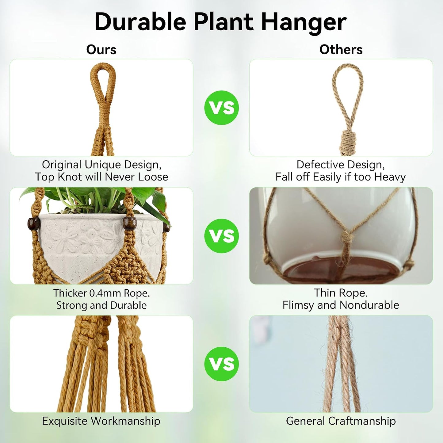 Colgador macramé para macetas 3-6.5pulg paquete 2