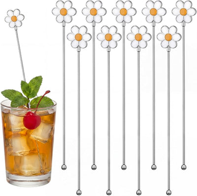 Juego de 10 palitos de café Swizzle de acero inoxidable reutilizables para cóctel y bar