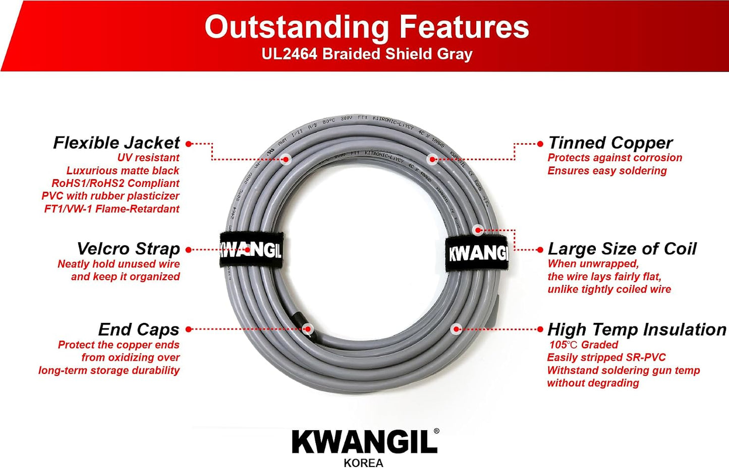 Cable blindado 10C 16AWG flexible PVC gris 25pies