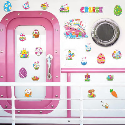 25 imanes de Pascua para puerta de crucero lindos huevos conejitos y pollitos