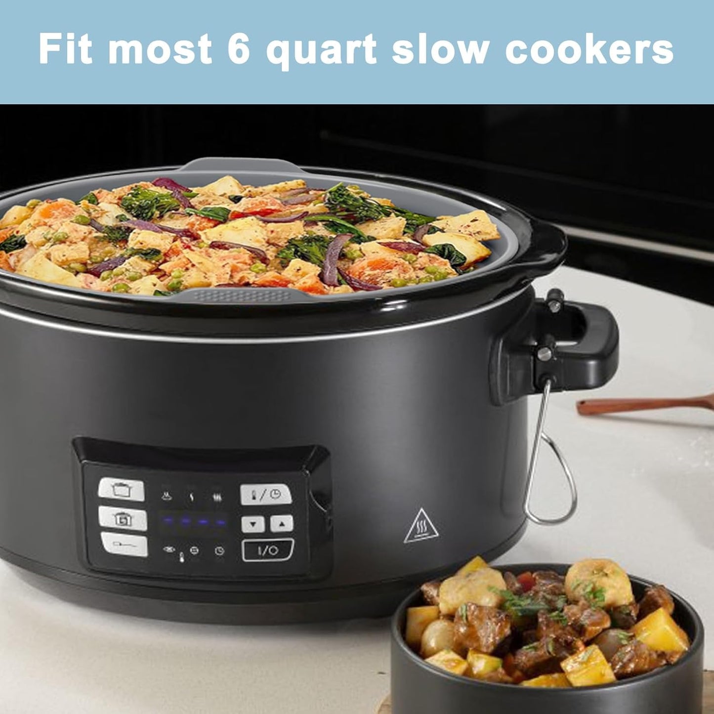 Revestimientos de silicona para olla lenta con asa, reutilizables 6 cuartos de galón compatibles Crock-Pot